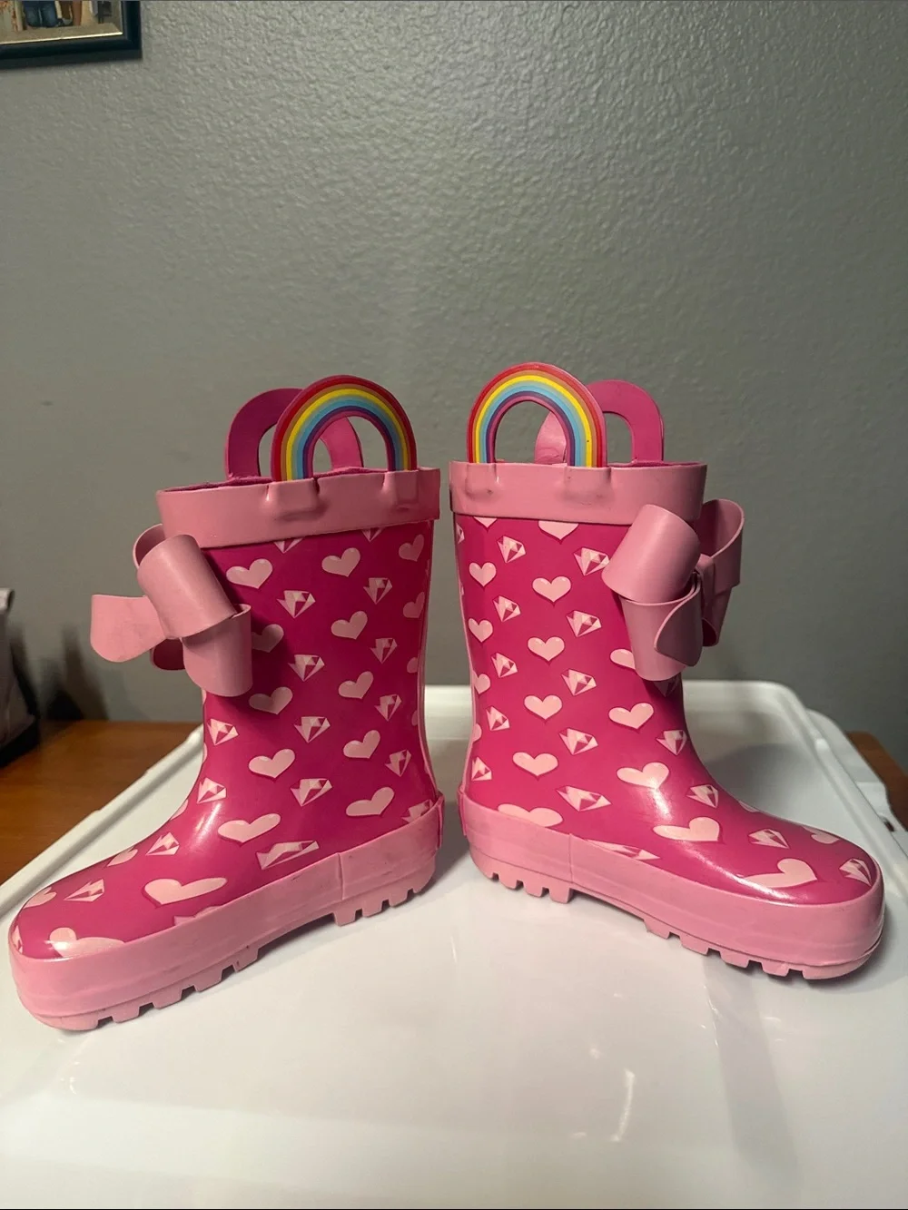 JoJo Siwa Pink Heart & Rainbow Handle Kids Rain Boots